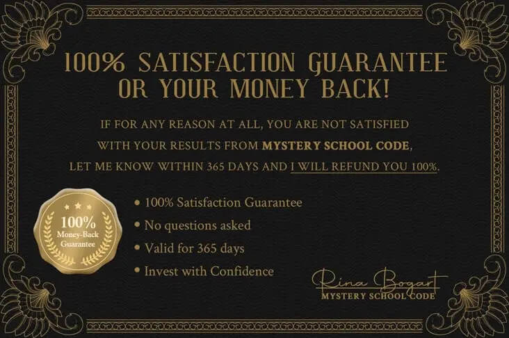 Mystery School Code Money Back Guarantee Certificate